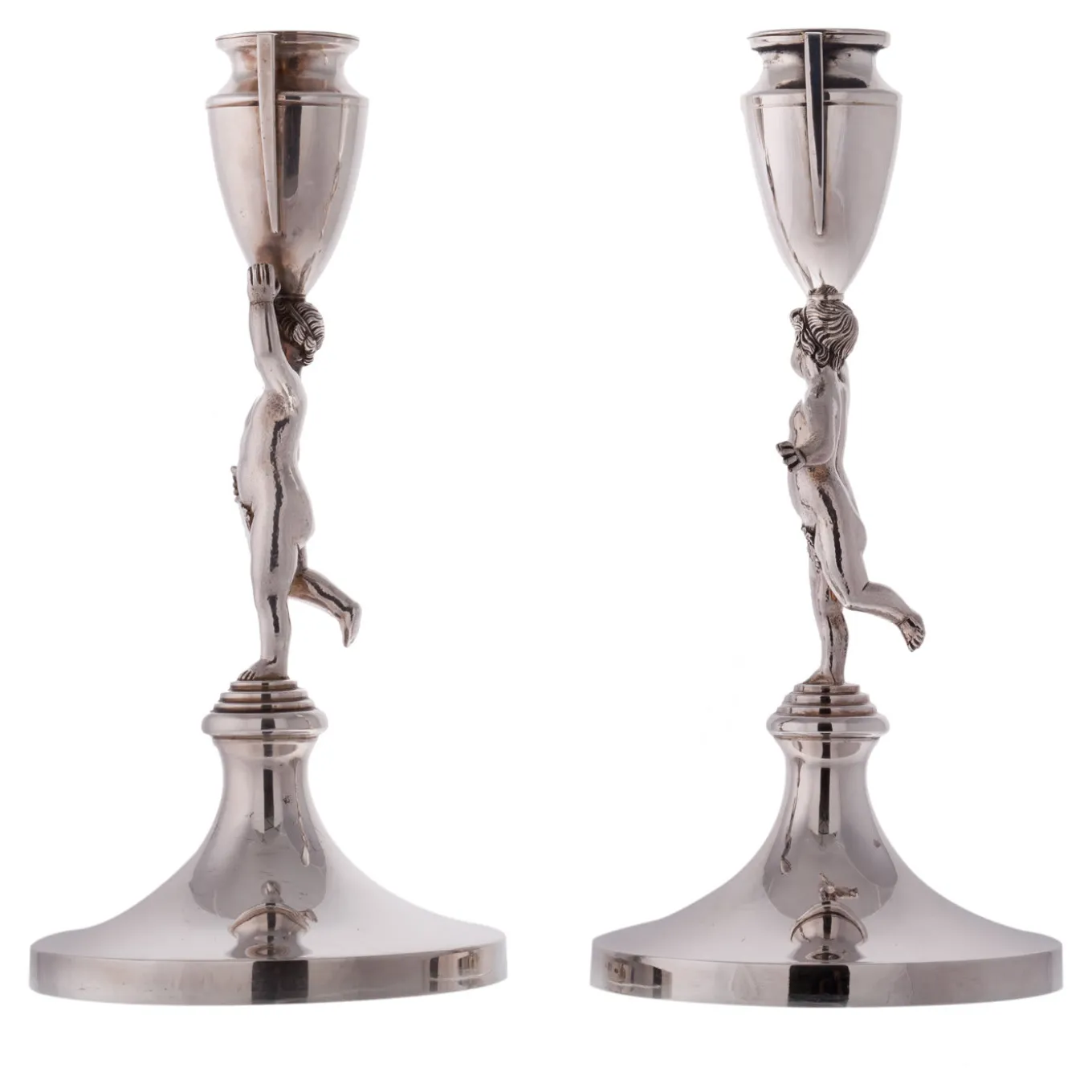 Coppia di candelieri Pitti in argento sterling