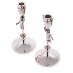 Coppia di candelieri Pitti in argento sterling