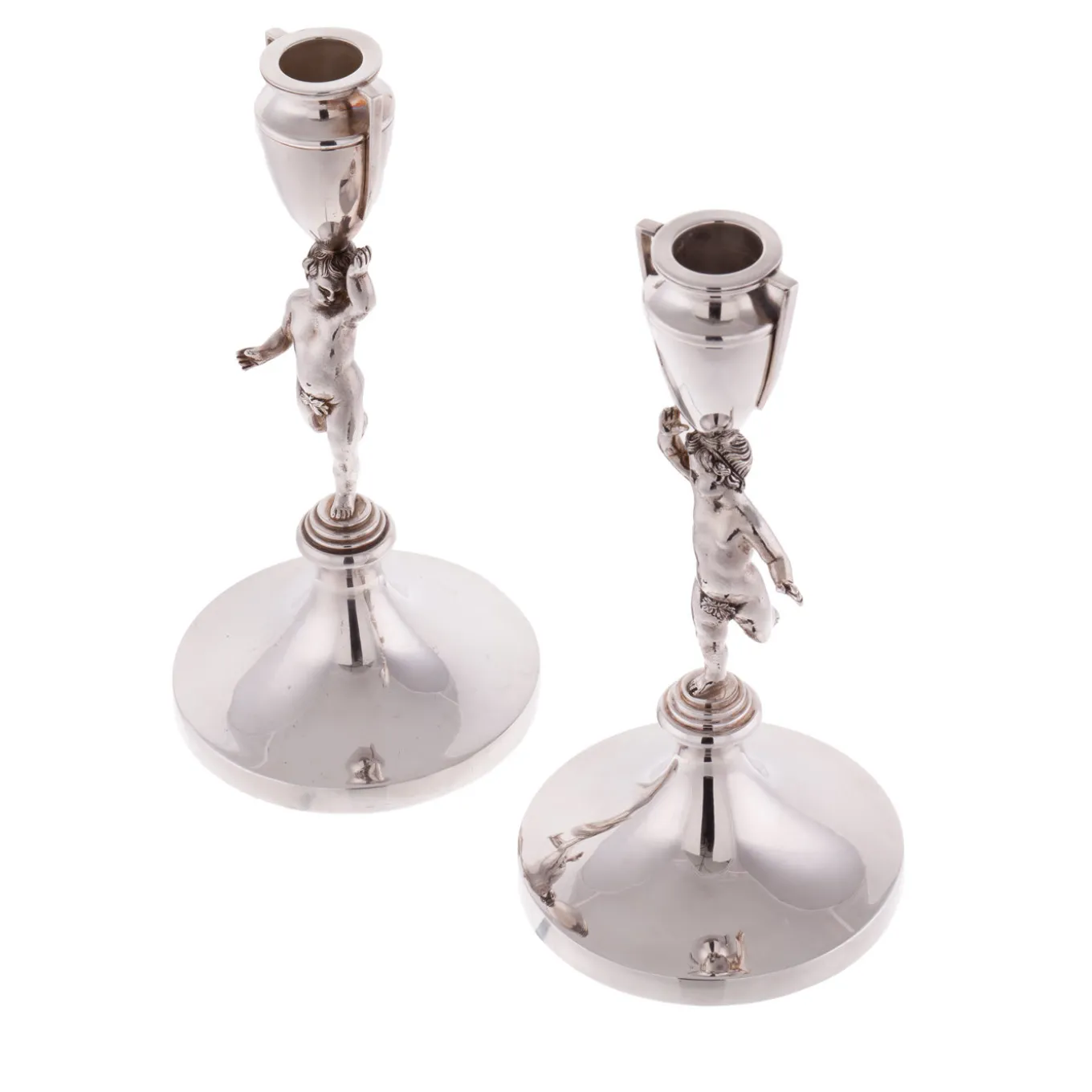 Coppia di candelieri Pitti in argento sterling