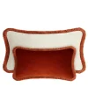 Coppia di cuscini Happy in velluto bianco e rosso mattone a rettangolo