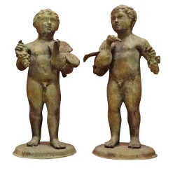 Coppia di sculture Cherubini in bronzo
