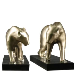 Coppia di sculture Pantere grandi in bronzo