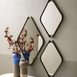 Coppia di specchi in legno Eye Bis con cornice in rovere massiccio