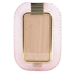 Cornice con Struttura in Ottone Lucido e Vetro a Torciglione Rosa