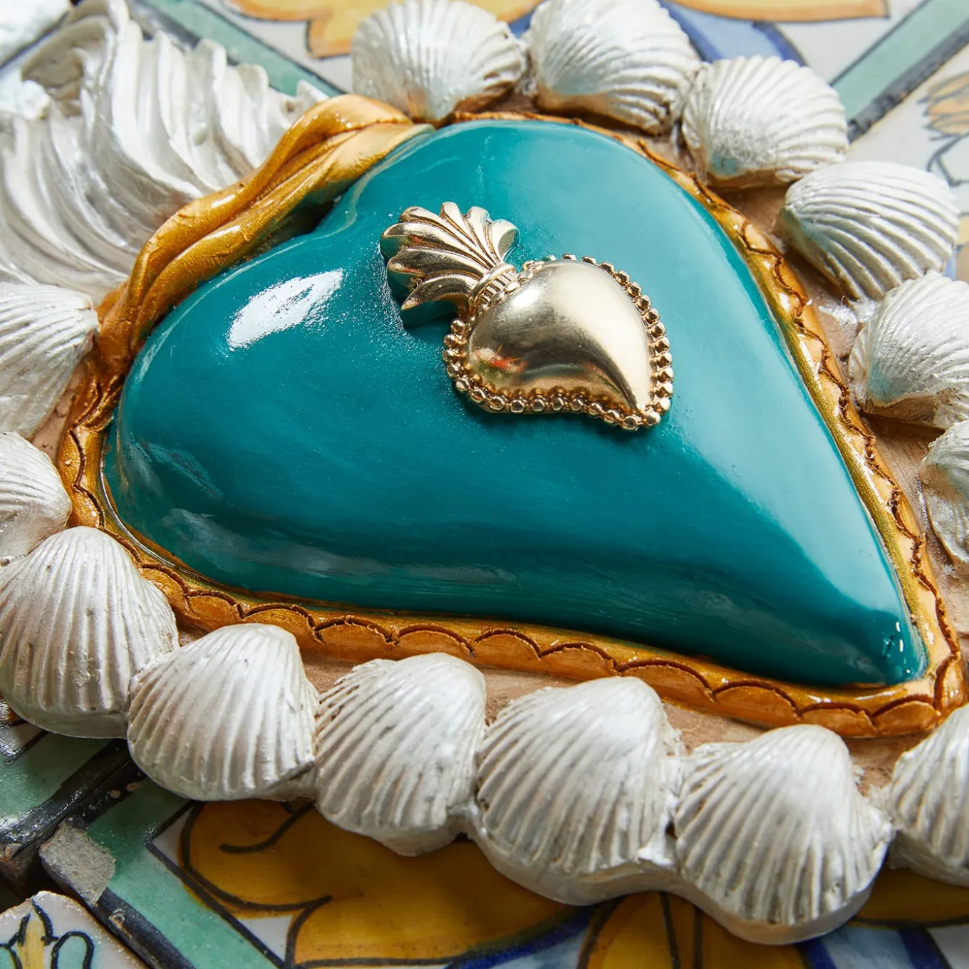 CUORE IN CERAMICA BIANCO E TURCHESE SUMMER VIBES