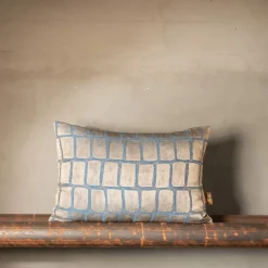 Cuscino Asplenio rettangolare a motivi blu e beige