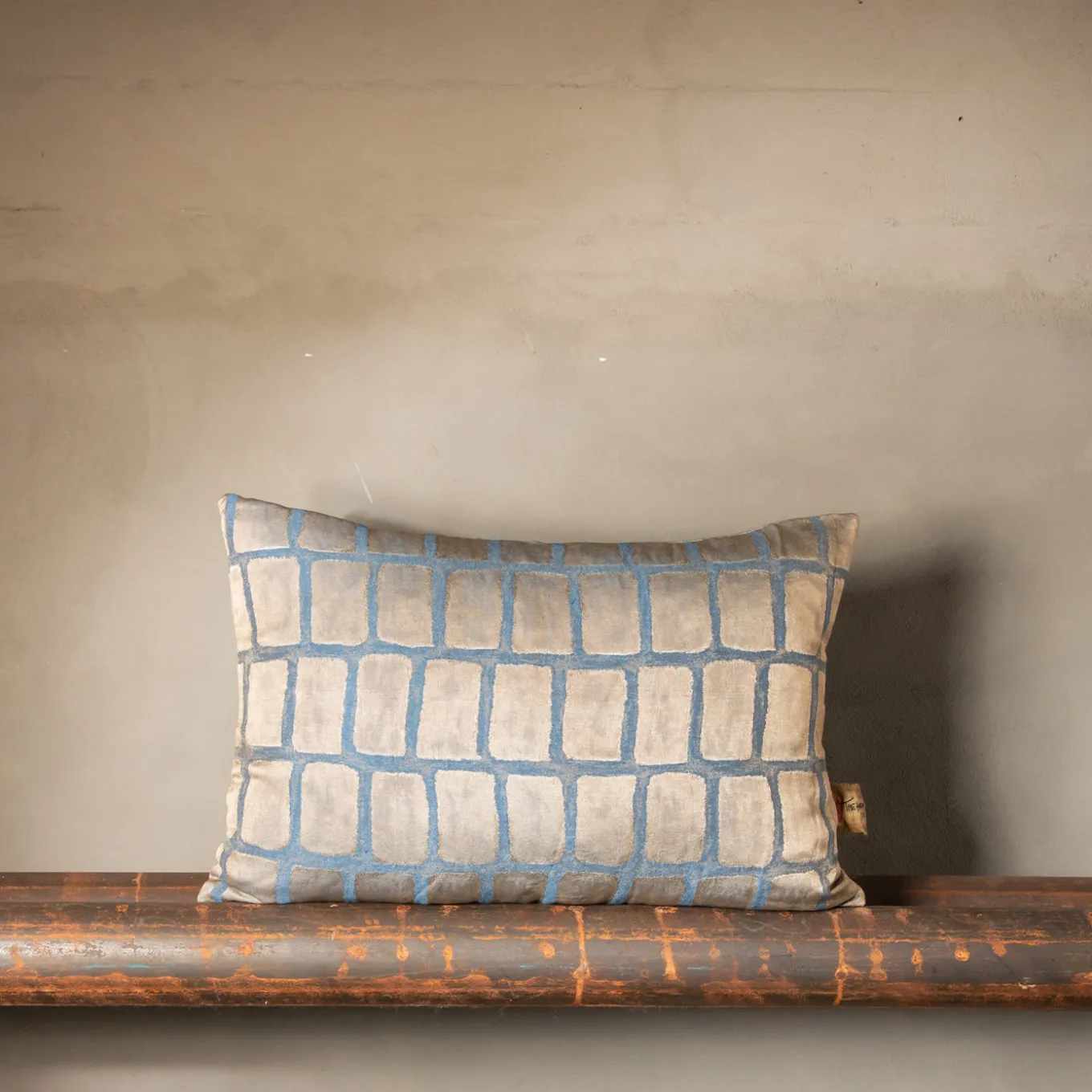 Cuscino Asplenio rettangolare a motivi blu e beige