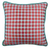 Cuscino Carrè azzurro e rosso in tessuto jacquard a pois