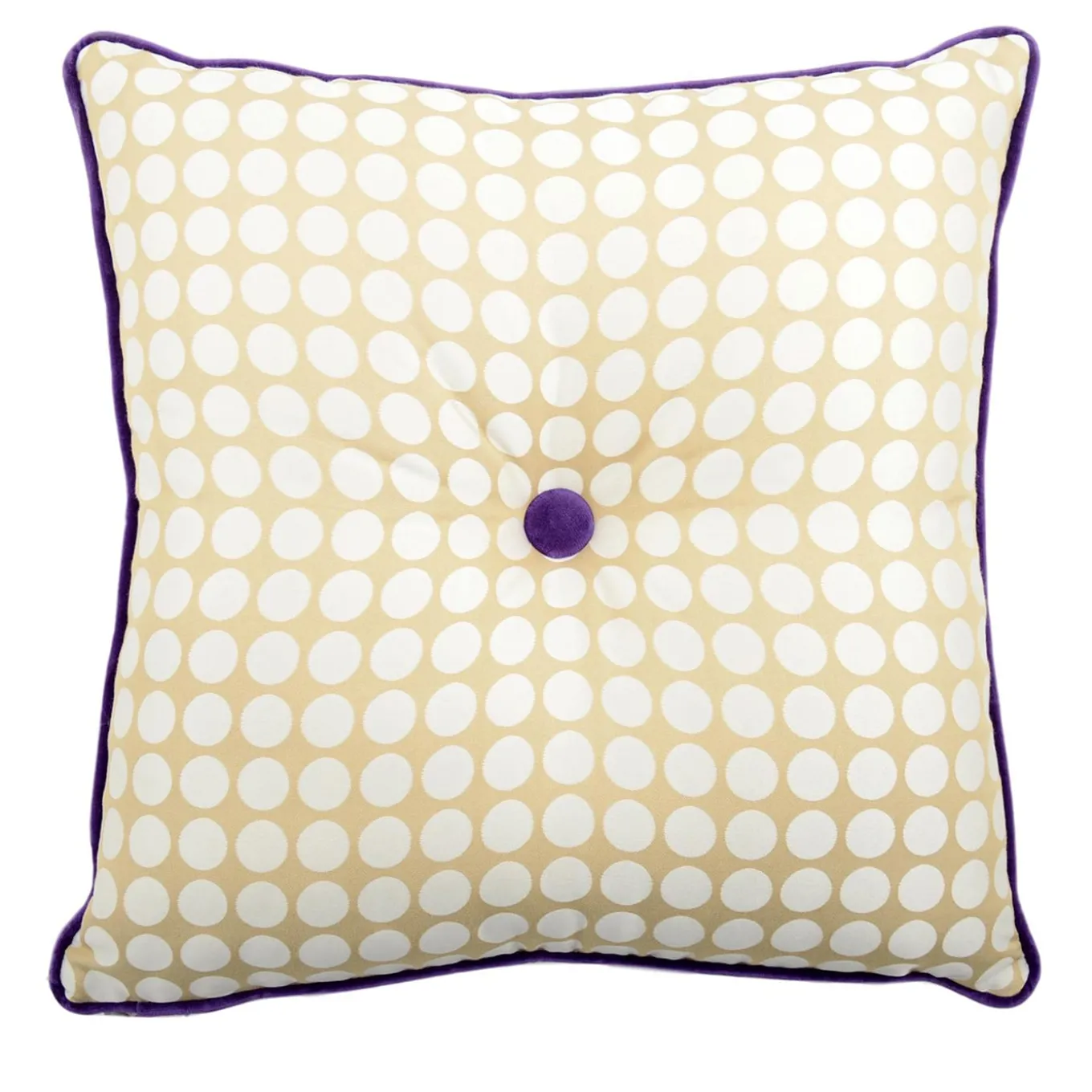 Cuscino Carrè Beige in tessuto jacquard polka dots