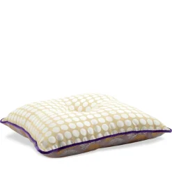 Cuscino Carrè Beige in tessuto jacquard polka dots