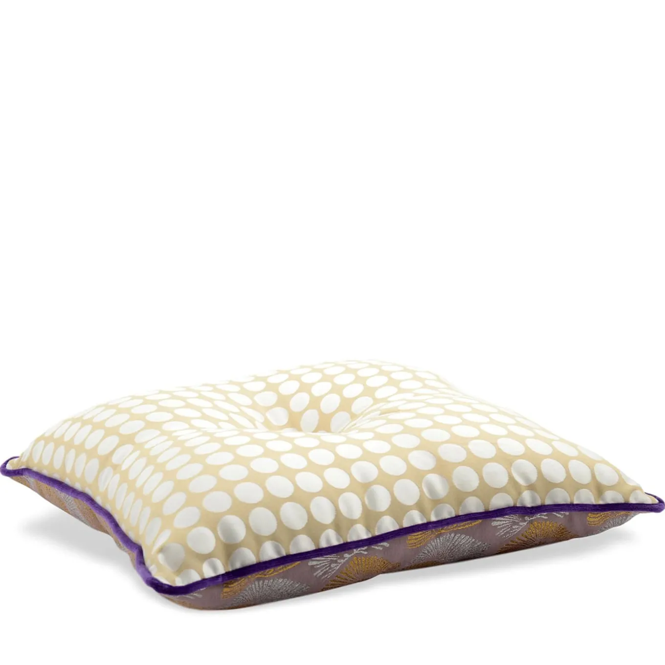 Cuscino Carrè Beige in tessuto jacquard polka dots