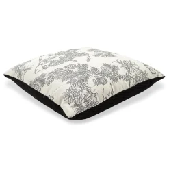 Cuscino Carré bianco e nero in tessuto toile de jouy jacquard