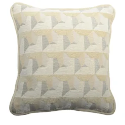 Cuscino Carrè bianco in tessuto jacquard geometrico