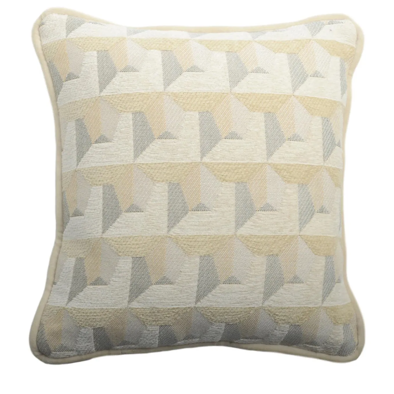 Cuscino Carrè bianco in tessuto jacquard geometrico