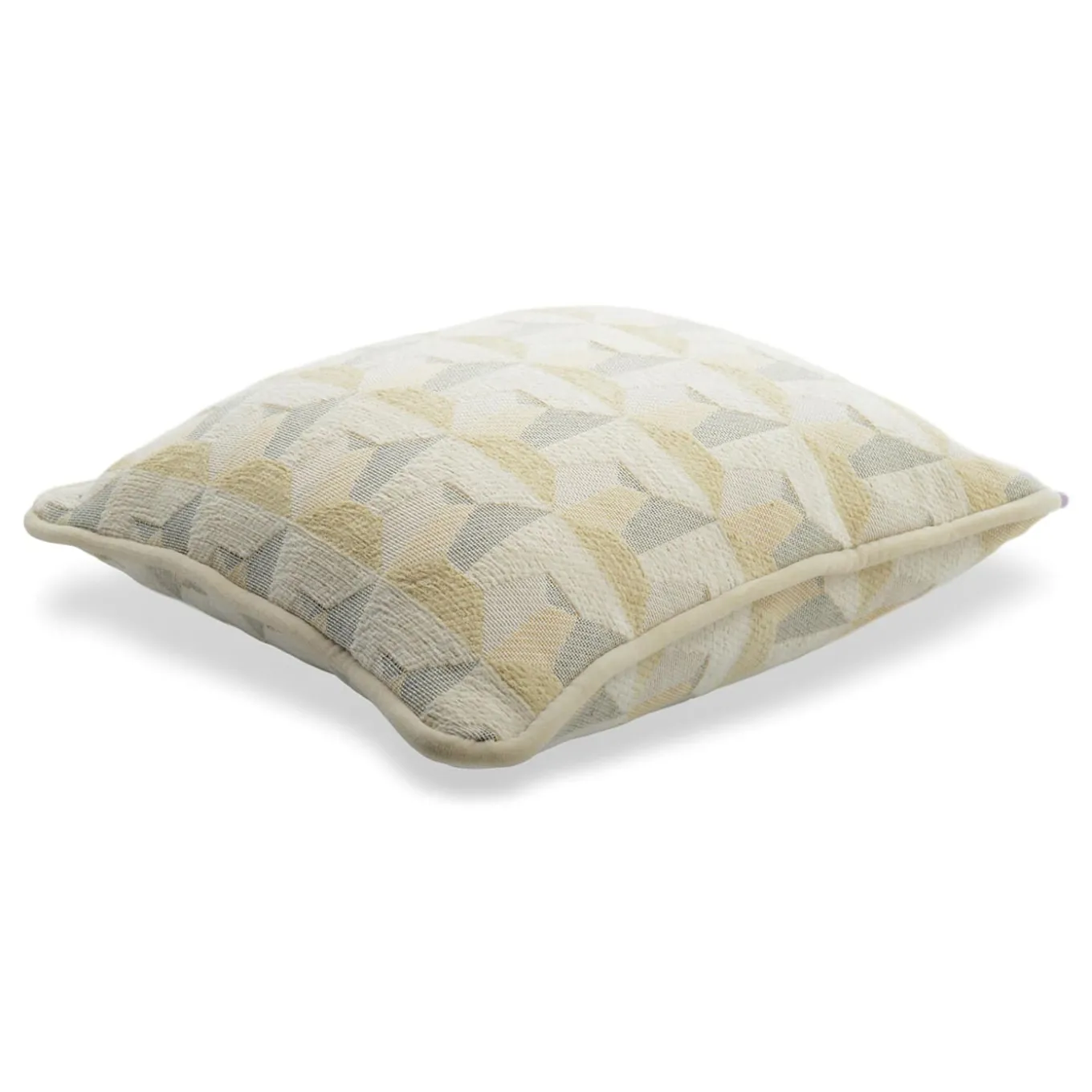 Cuscino Carrè bianco in tessuto jacquard geometrico