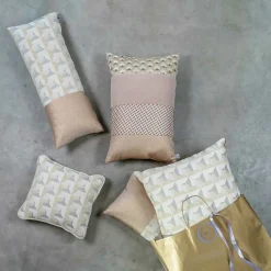 Cuscino Carrè bianco in tessuto jacquard geometrico