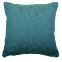 Cuscino Carrè blu-verde in tessuto jacquard finto unitario