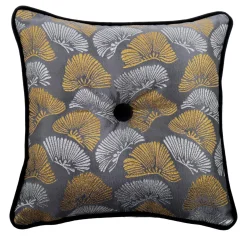Cuscino Carrè dorato e argentato in tessuto jacquard Bloom