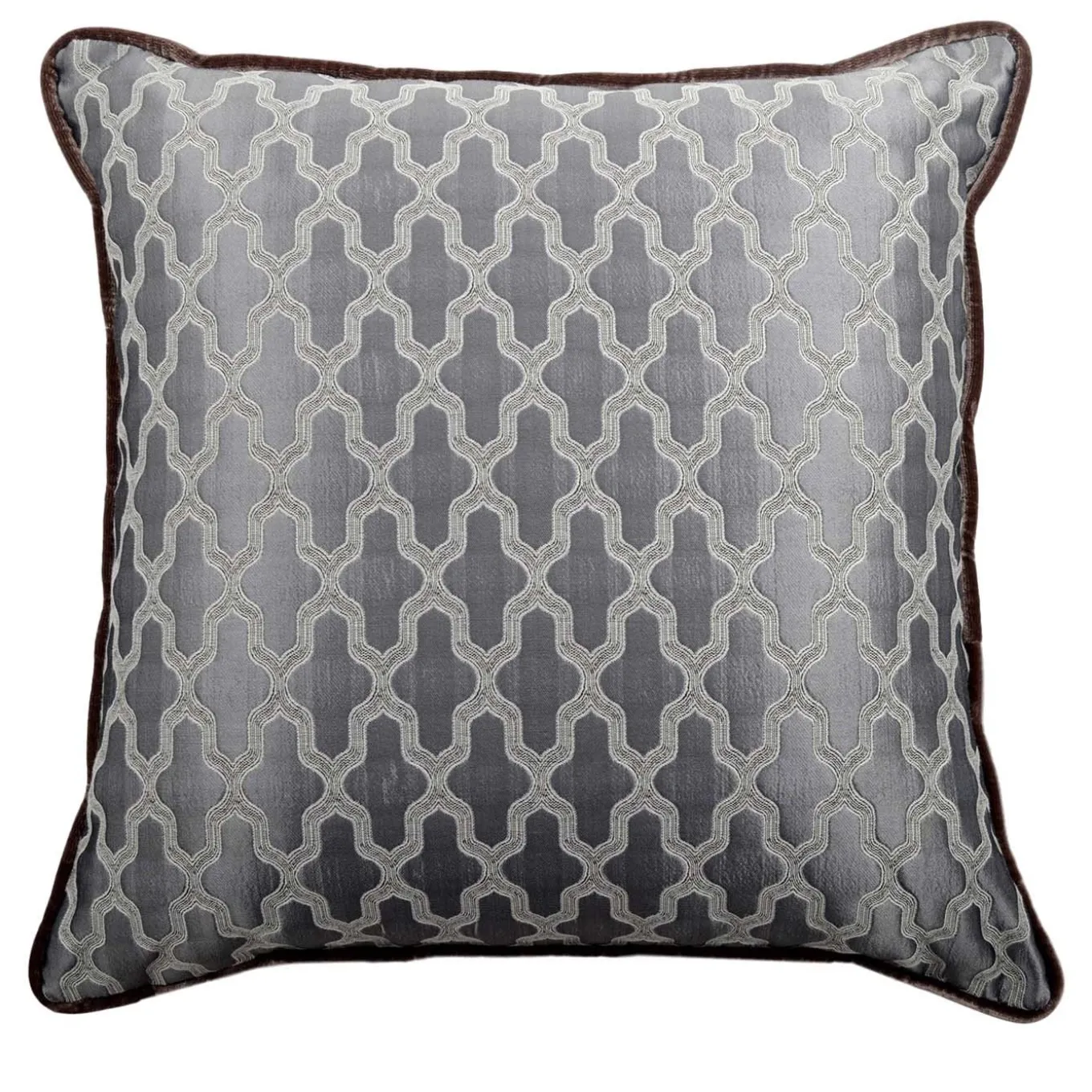 Cuscino Carrè grigio in tessuto jacquard e velluto di seta
