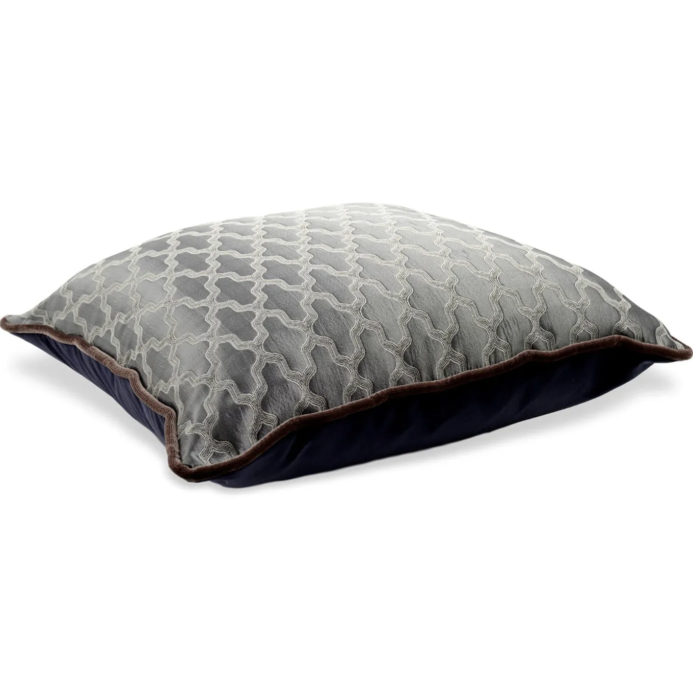 Cuscino Carrè grigio in tessuto jacquard e velluto di seta