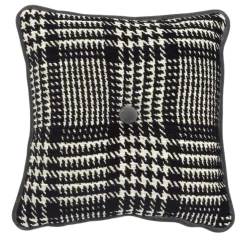Cuscino Carré in tessuto jacquard bianco e nero Galles' Prince