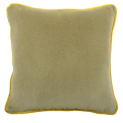 Cuscino Carrè in velluto di cotone muschiato e tessuto jacquard