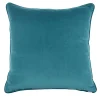 Cuscino Carrè in velluto di cotone blu-verde