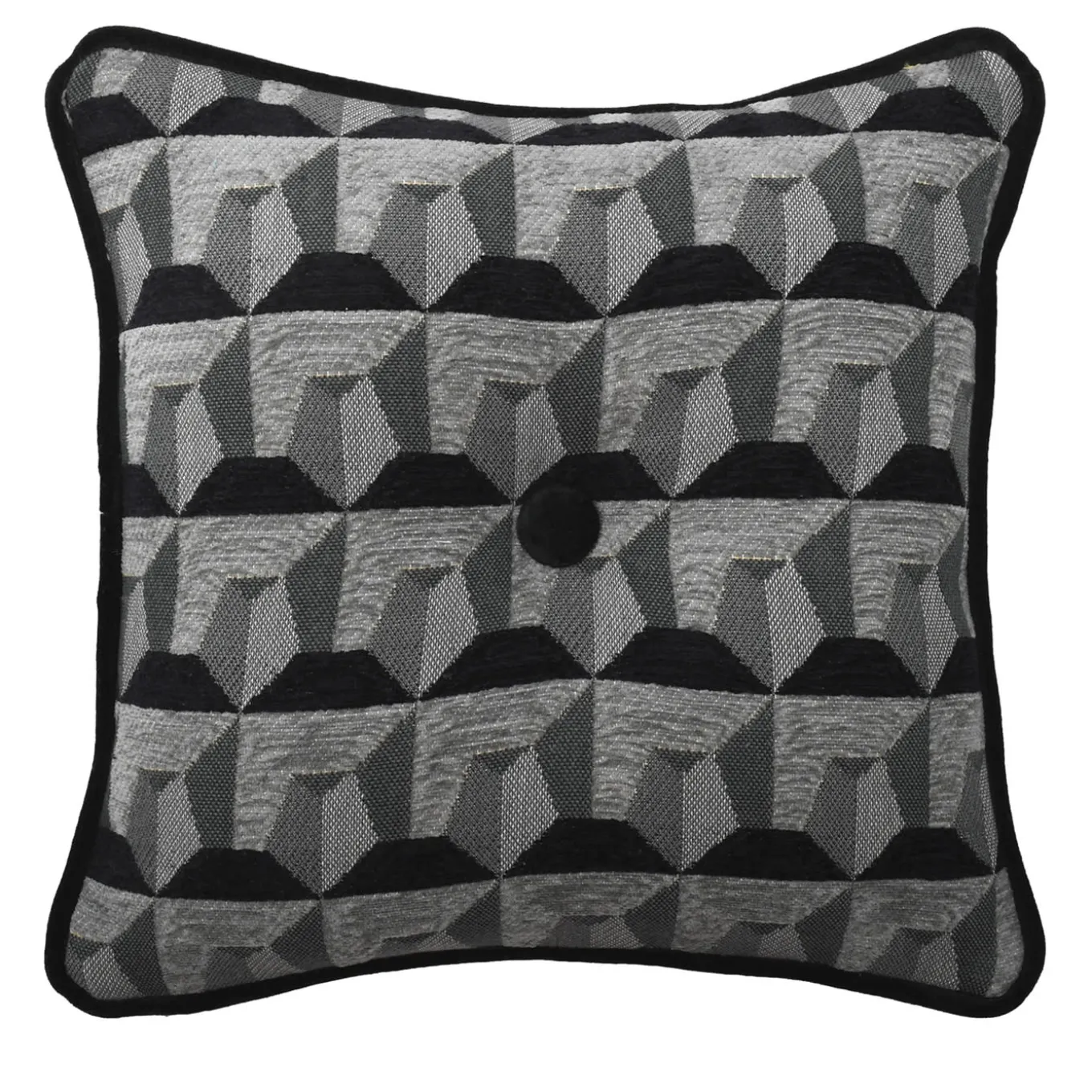 Cuscino Carrè Nero in tessuto jacquard Relief e Velluto di Cotone