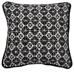 Cuscino Carrè quadrato bianco e nero in tessuto jacquard geometrico