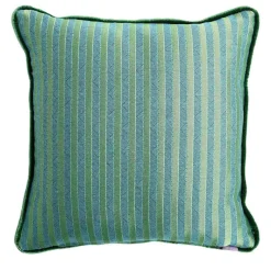 Cuscino Carrè verde in tessuto jacquard a righe