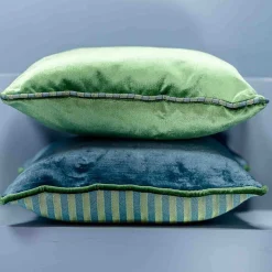 Cuscino Carrè verde in tessuto jacquard a righe