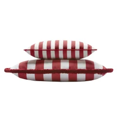 Cuscino da esterno Happy a righe bianche e rosse