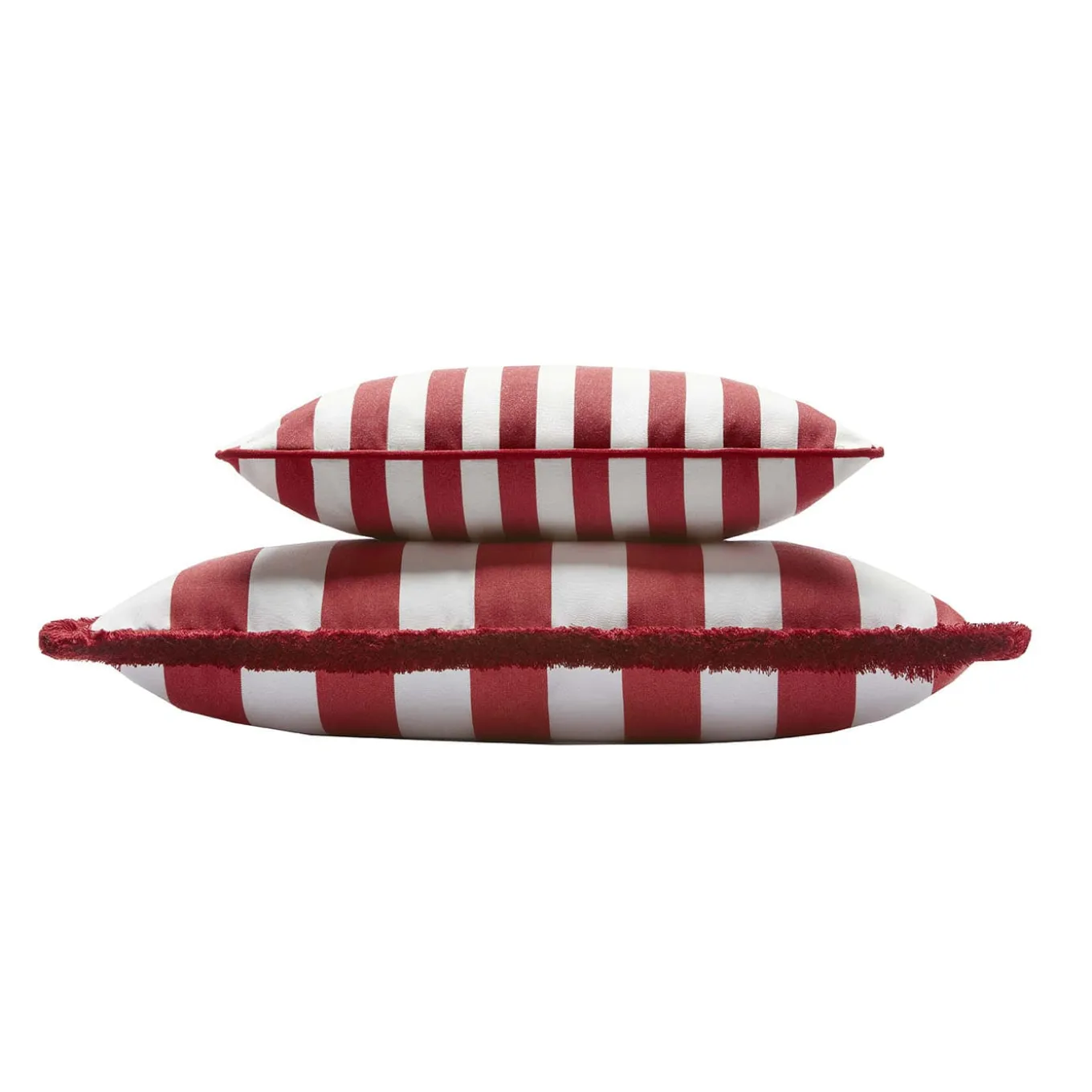 Cuscino da esterno Happy a righe bianche e rosse