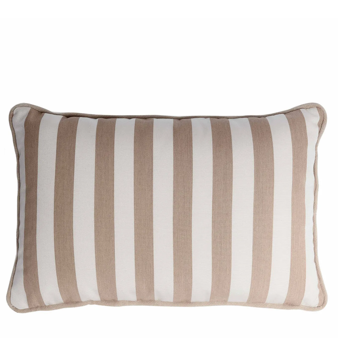 Cuscino da esterno Happy a righe bianche e beige