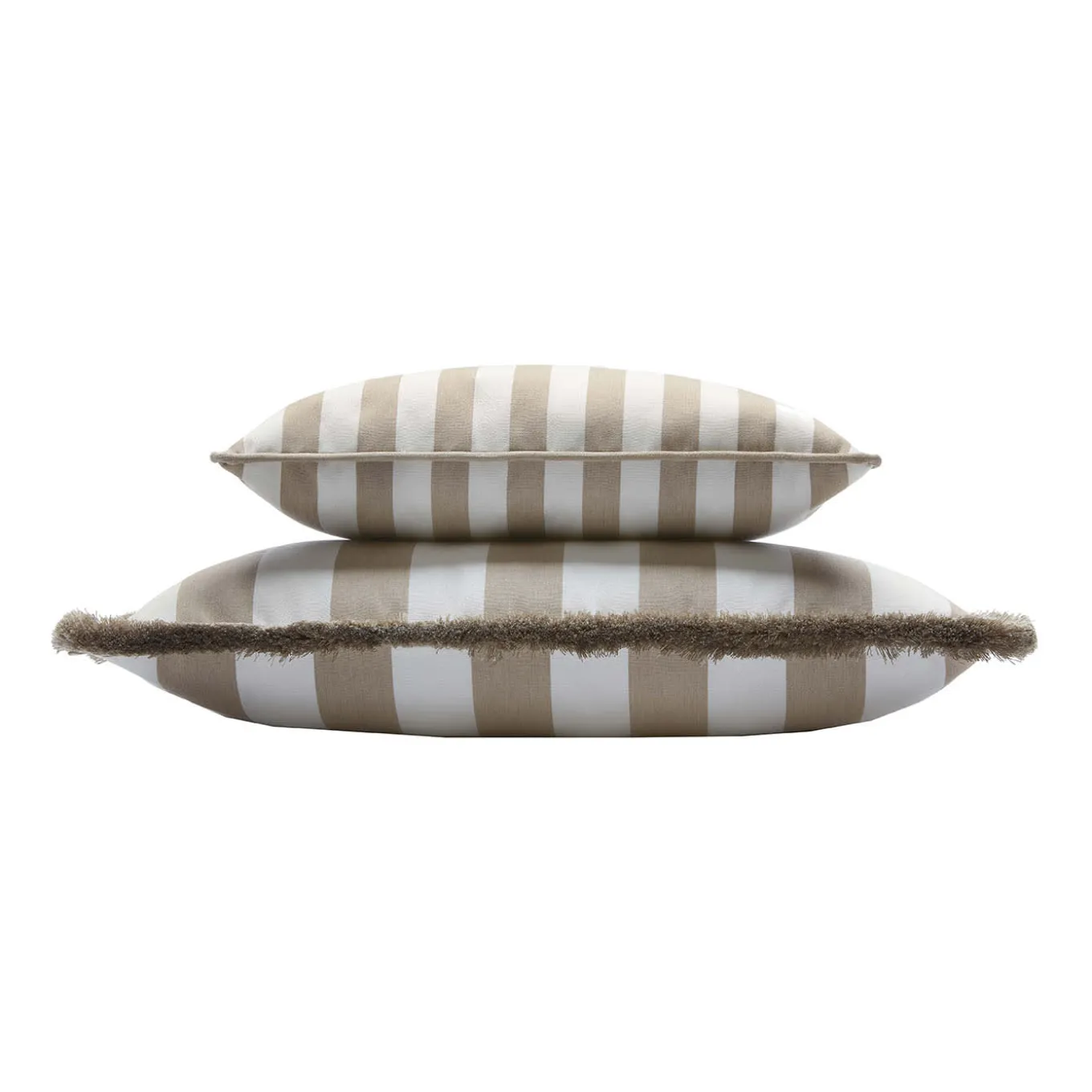 Cuscino da esterno Happy a righe bianche e beige