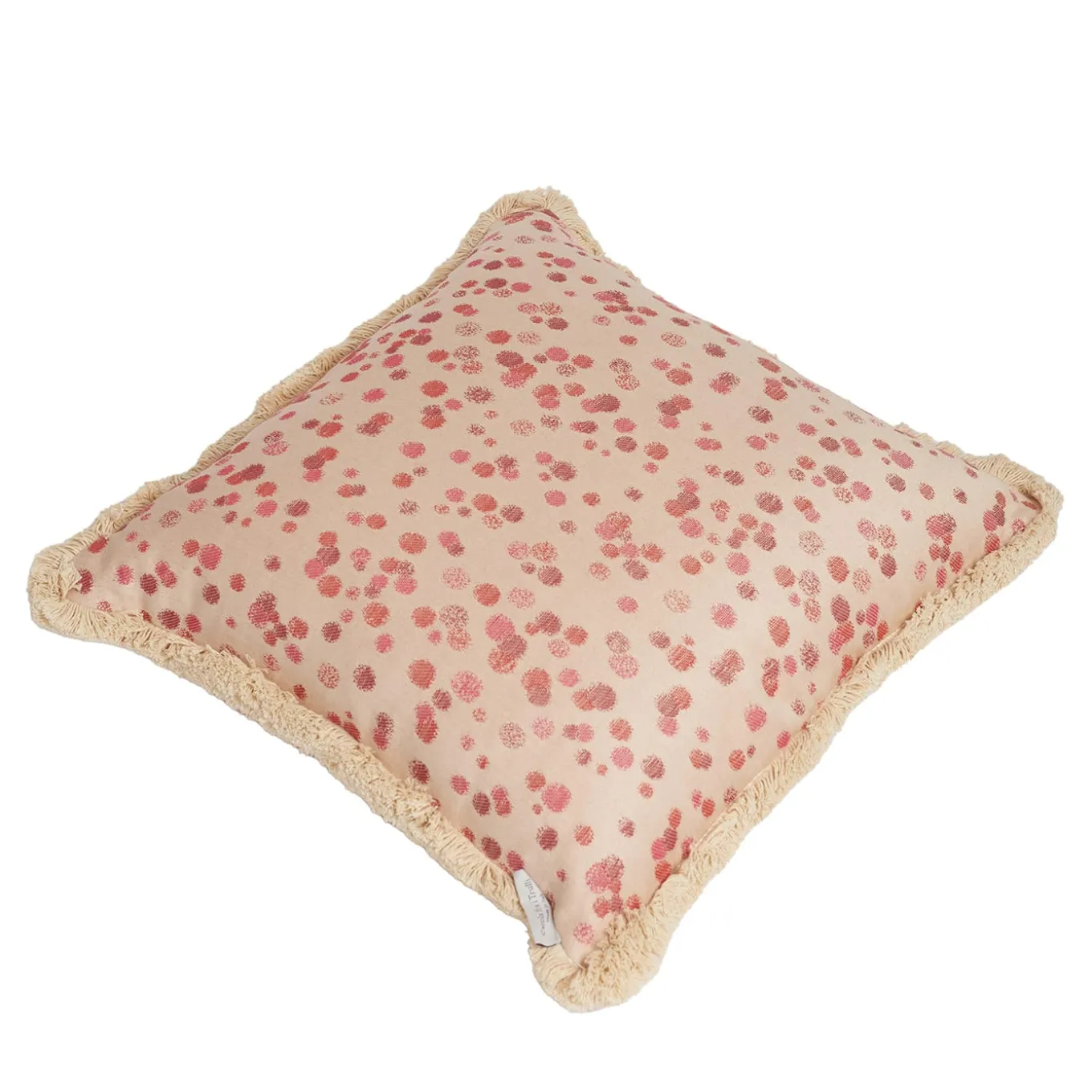 Cuscino grande con frange rosse e fucsia
