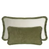 Cuscino Happy in velluto verde e bianco a forma di coppia rettangolare