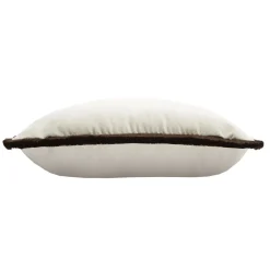 Cuscino Happy rettangolare in velluto bianco con frange marroni