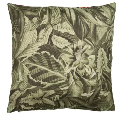 Cuscino in lino Animalia con giraffe e fiori blu