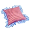 Cuscino in poliestere riciclato Bon Bon rosso e azzurro
