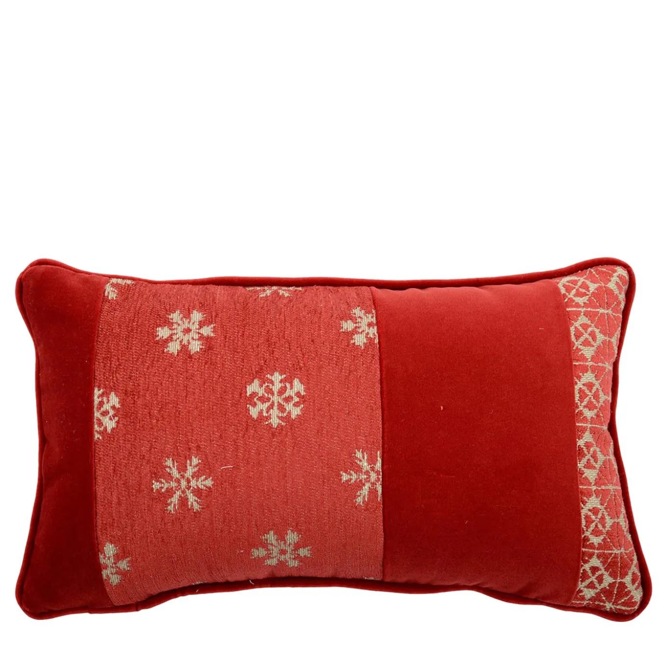 Cuscino in tessuto jacquard e velluto di cotone Red Bandè