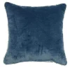 Cuscino in velluto Carré di lino blu e tessuto jacquard