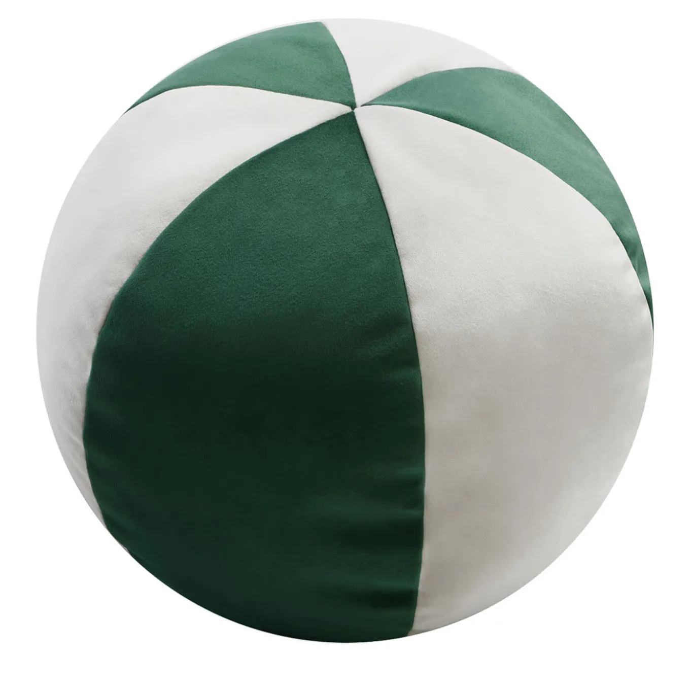 Cuscino in velluto verde e bianco a forma di palla