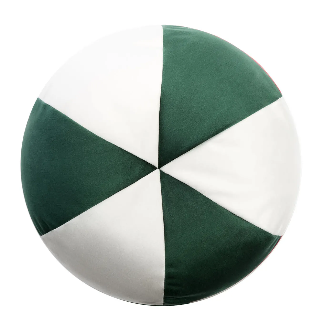 Cuscino in velluto verde e bianco a forma di palla