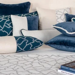 Cuscino Longue Rectangluar bianco in tessuto jacquard falso unitario