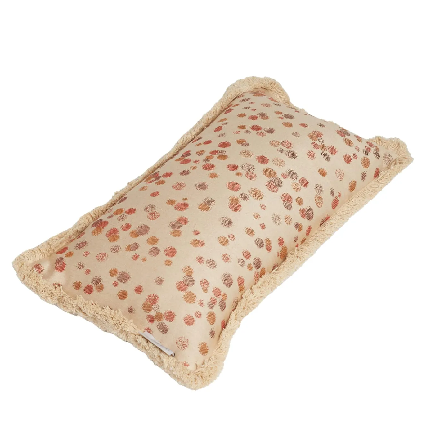 Cuscino piccolo con frange color caramello e marrone