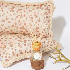 Cuscino piccolo con frange color caramello e marrone