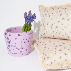 Cuscino piccolo con frange lilla e viola