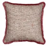 Cuscino Quadrato in Bouclé Rosa con Frange