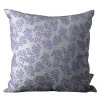 Cuscino quadrato Murcia in jacquard floreale argentato e blu
